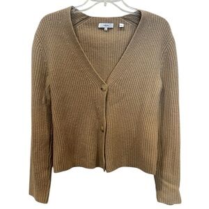 Vince cashmere tan brown button front cardigan sweater size medium